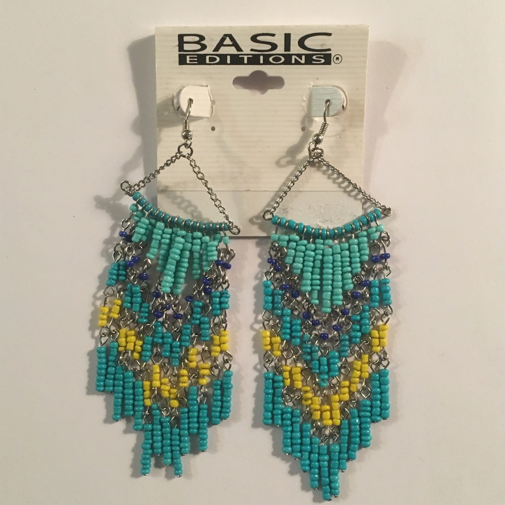 Native American Inspired Vintage Y2K Seed Bead Earrings, NWT - Picture 4 of 8